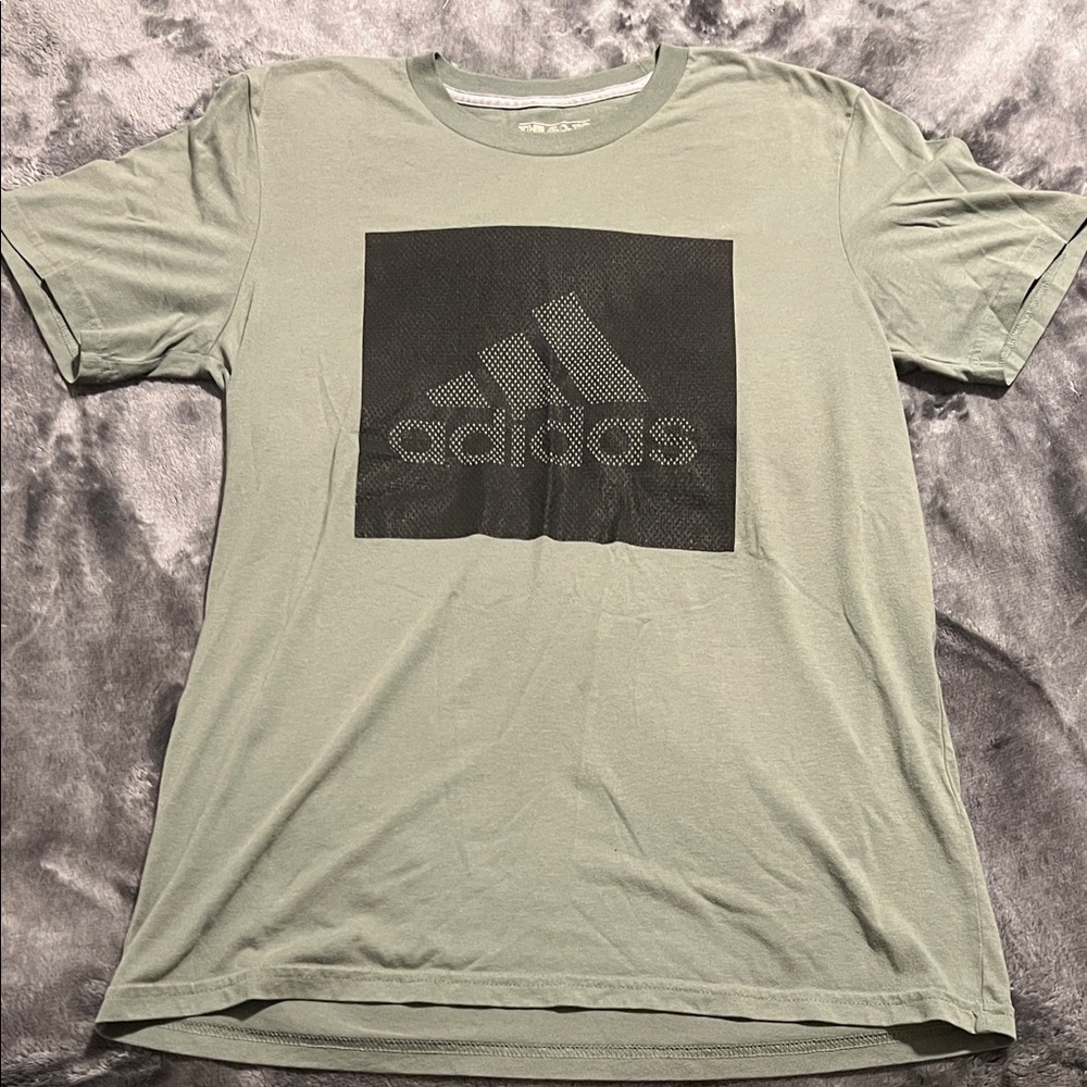 Adidas Men's Sage Green Tee with Black Logo